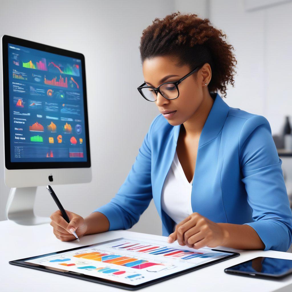 A confident person reviewing a detailed financial plan on a digital tablet, surrounded by symbols of insurance and risk management such as a shield, calculator, and growth charts. The background shows a bright horizon symbolizing a secure future. The atmosphere is inspiring and optimistic, highlighting empowerment and stability. vibrant colors. super-realistic. white background.